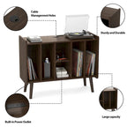 Record Player Stand with Power Outlet and USB Ports, Vinyl Record Storage Table,Vinyl Holder Display Shelf