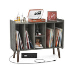 Record Player Stand with Power Outlet and USB Ports, Vinyl Record Storage Table,Vinyl Holder Display Shelf