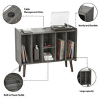 Record Player Stand with Power Outlet and USB Ports, Vinyl Record Storage Table,Vinyl Holder Display Shelf