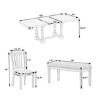 6-Piece 78 Trestle Extendable Dining Table Set w/Dining Chairs &Bench