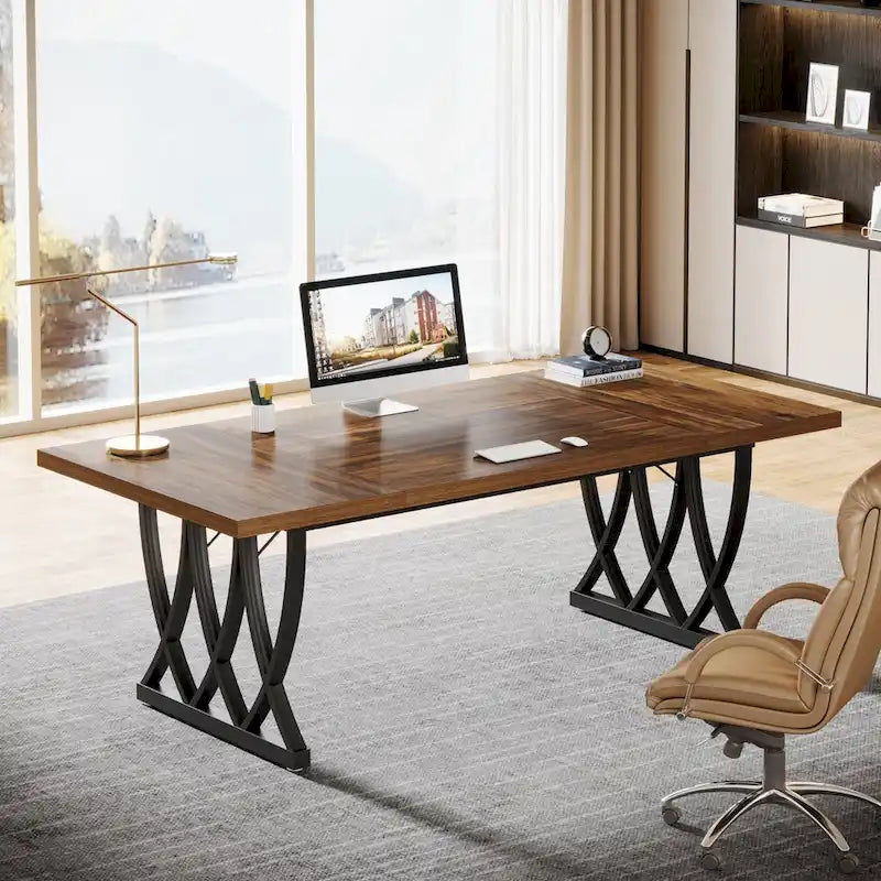 71 Wood Metal Home Office Executive Computer Desk Writing Table