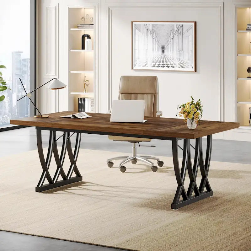 71 Wood Metal Home Office Executive Computer Desk Writing Table