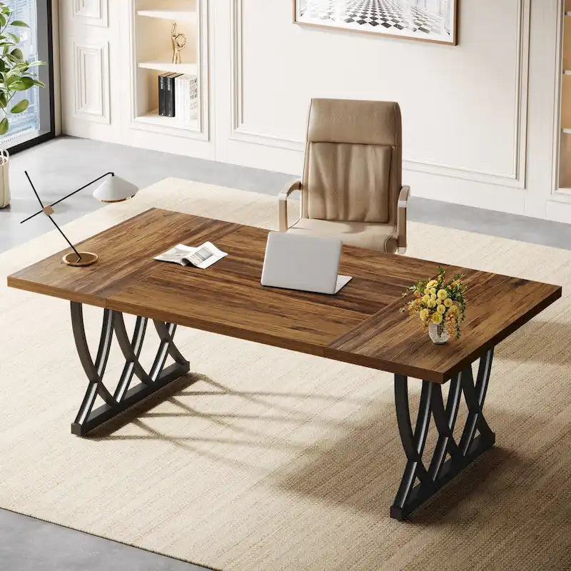 71 Wood Metal Home Office Executive Computer Desk Writing Table