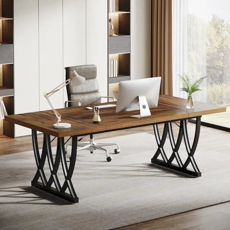 71 Wood Metal Home Office Executive Computer Desk Writing Table