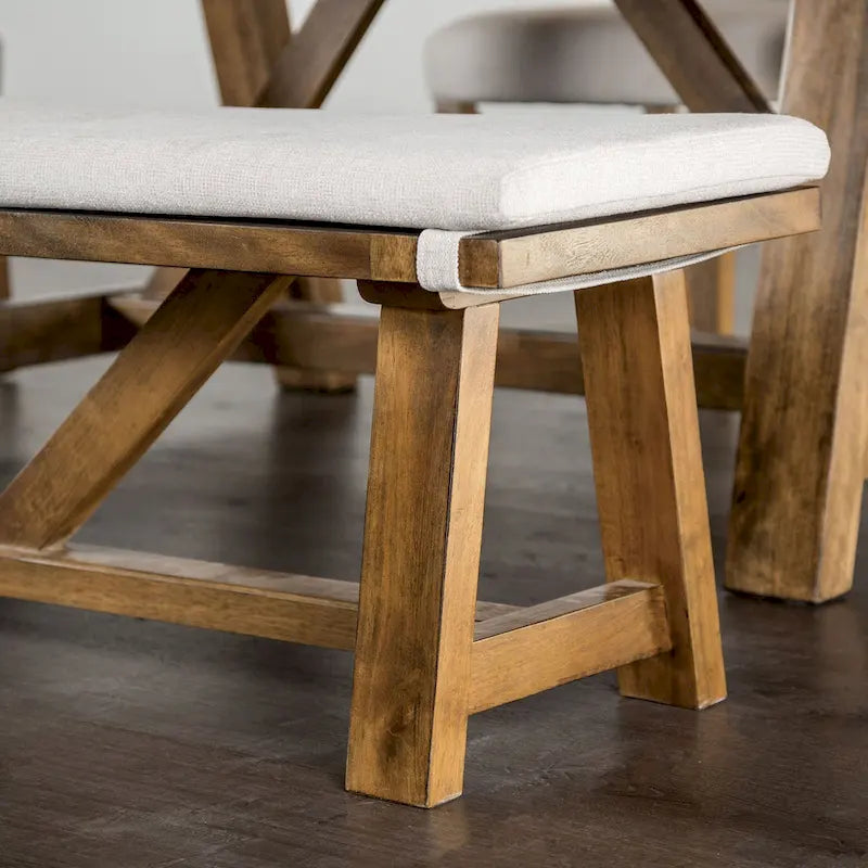 Furniture of America Drystan Rustic Ivory Padded Fabric 60-inch Dining Bench