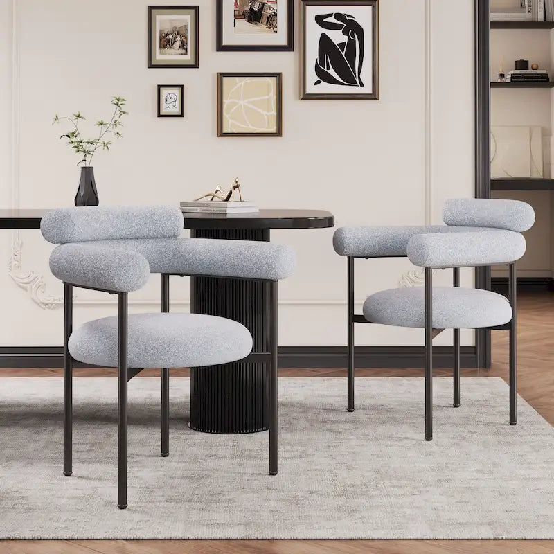 Naci Modern Fabric Arm Dining Chairs with Metal legs by Christopher Knight Home