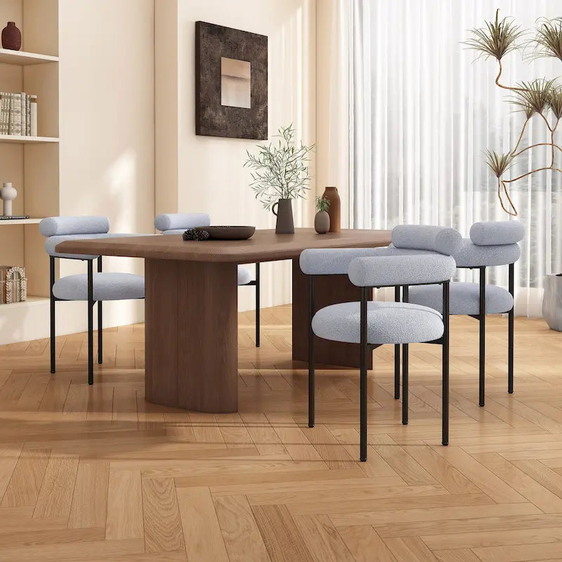 Naci Modern Fabric Arm Dining Chairs with Metal legs by Christopher Knight Home