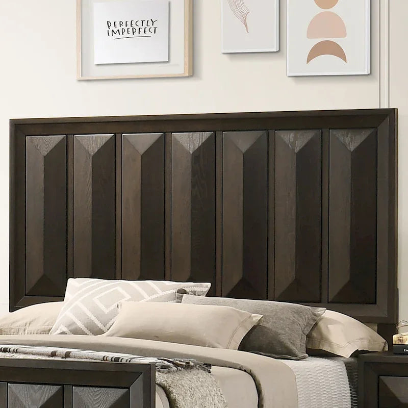 Furniture of America Uppon Espresso Wood Vertical Faceted Panel Bed