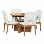 Modern 5-Piece Round Dining Set with 16.2 Removable Leaf