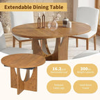 Modern 5-Piece Round Dining Set with 16.2 Removable Leaf