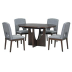Modern 5-Piece Round Dining Set with 16.2 Removable Leaf