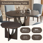 Modern 5-Piece Round Dining Set with 16.2 Removable Leaf