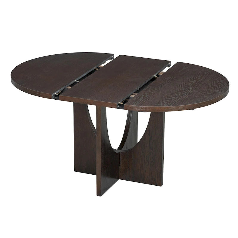 Modern 5-Piece Round Dining Set with 16.2 Removable Leaf