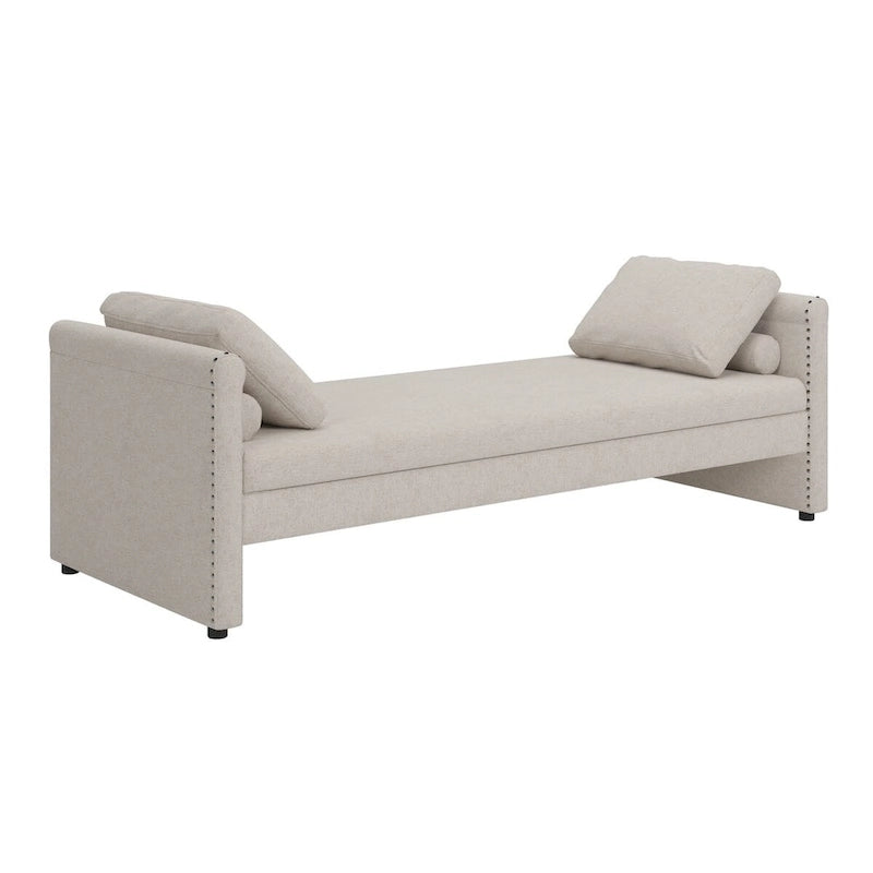 Modern Upholstered Chaise Lounger Daybed with Pillows Small Single Daybed