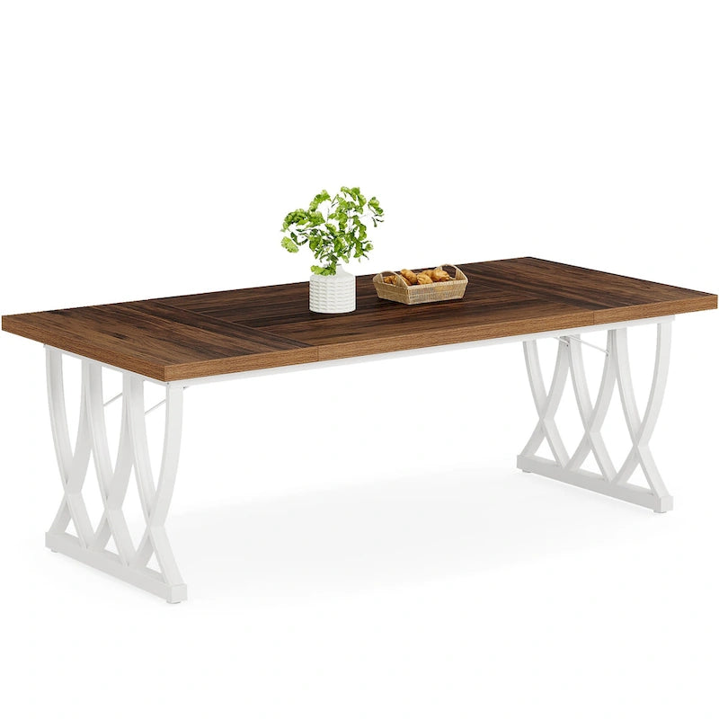 70.87-inch Wood Metal Rectangular Kitchen Dining Table for 6-8