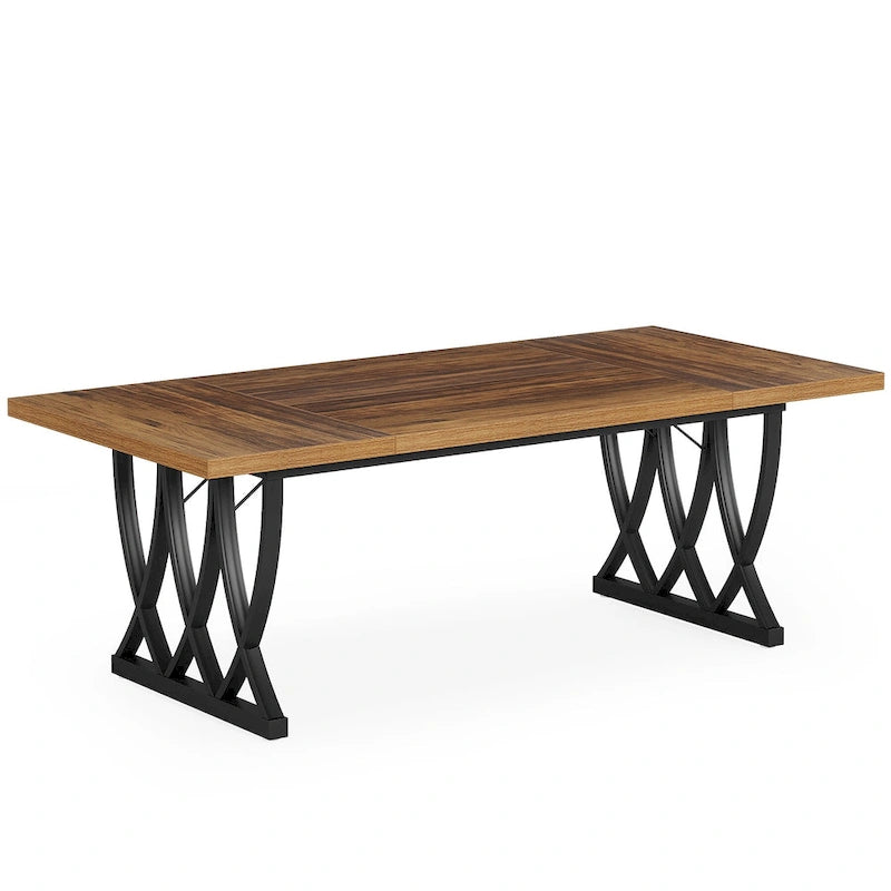 70.87-inch Wood Metal Rectangular Kitchen Dining Table for 6-8