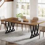 70.87-inch Wood Metal Rectangular Kitchen Dining Table for 6-8