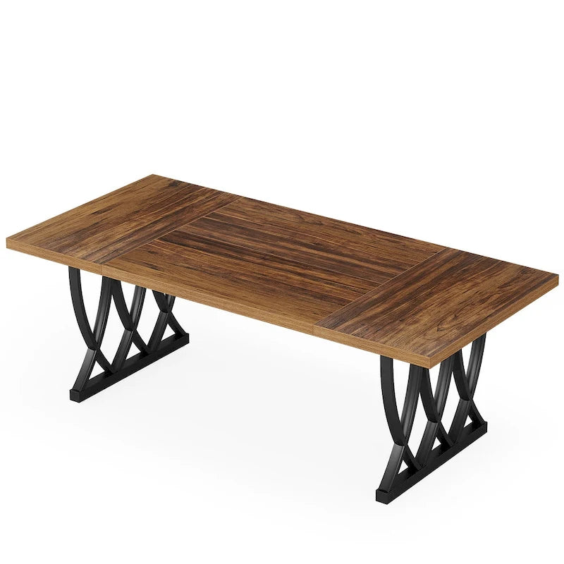 70.87-inch Wood Metal Rectangular Kitchen Dining Table for 6-8