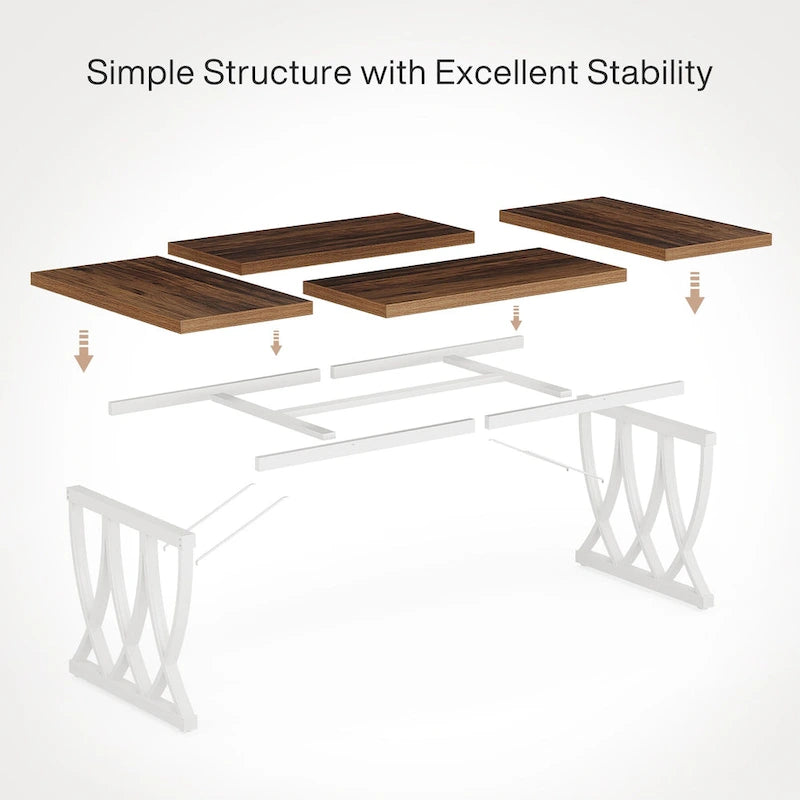 70.87-inch Wood Metal Rectangular Kitchen Dining Table for 6-8