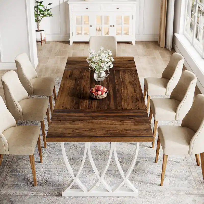 70.87-inch Wood Metal Rectangular Kitchen Dining Table for 6-8